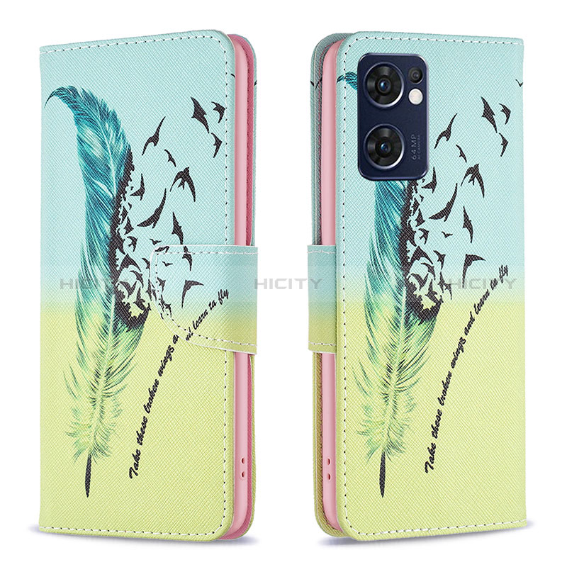 Coque Portefeuille Motif Fantaisie Livre Cuir Etui Clapet B01F pour OnePlus Nord CE 2 5G Pastel Vert Plus