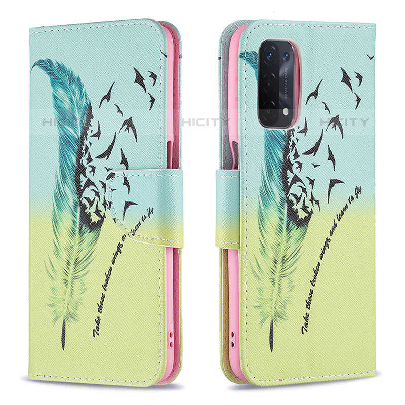 Coque Portefeuille Motif Fantaisie Livre Cuir Etui Clapet B01F pour OnePlus Nord N200 5G Pastel Vert Plus