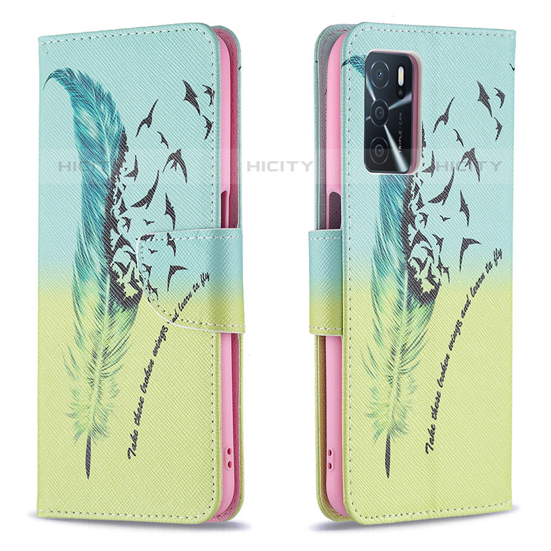 Coque Portefeuille Motif Fantaisie Livre Cuir Etui Clapet B01F pour Oppo A16s Pastel Vert Plus