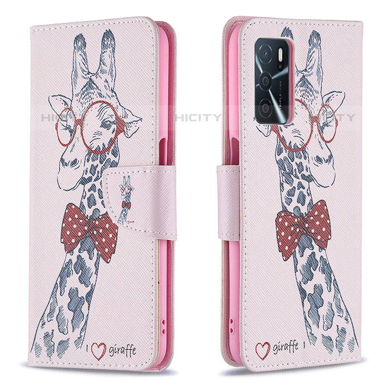 Coque Portefeuille Motif Fantaisie Livre Cuir Etui Clapet B01F pour Oppo A16s Rose Plus