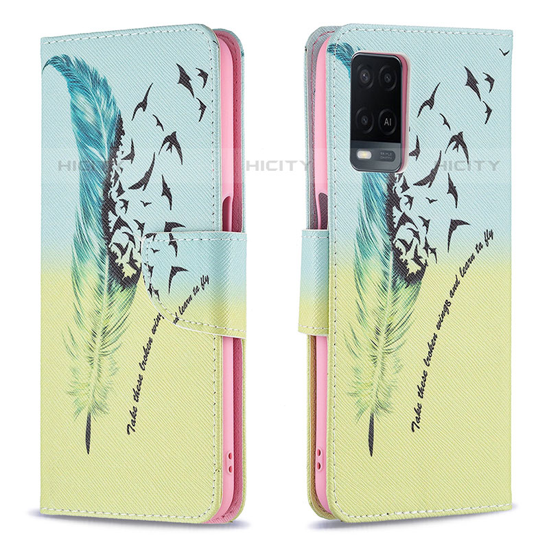 Coque Portefeuille Motif Fantaisie Livre Cuir Etui Clapet B01F pour Oppo A54 4G Pastel Vert Plus