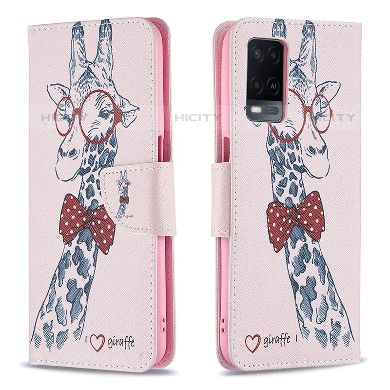 Coque Portefeuille Motif Fantaisie Livre Cuir Etui Clapet B01F pour Oppo A54 4G Rose Plus