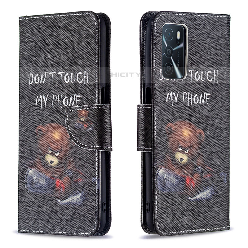 Coque Portefeuille Motif Fantaisie Livre Cuir Etui Clapet B01F pour Oppo A54s Gris Fonce Plus