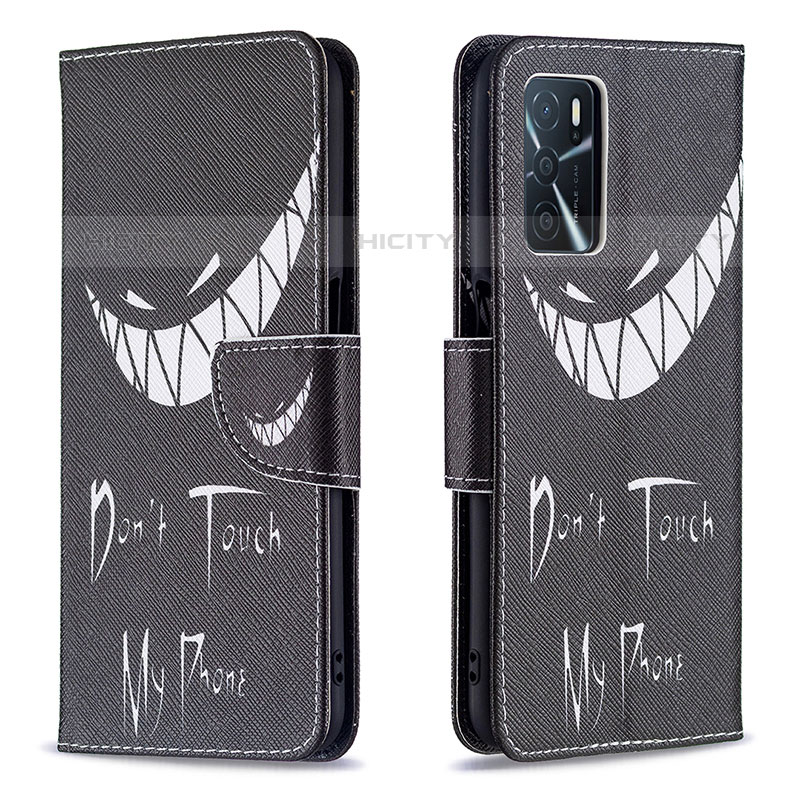 Coque Portefeuille Motif Fantaisie Livre Cuir Etui Clapet B01F pour Oppo A54s Noir Plus