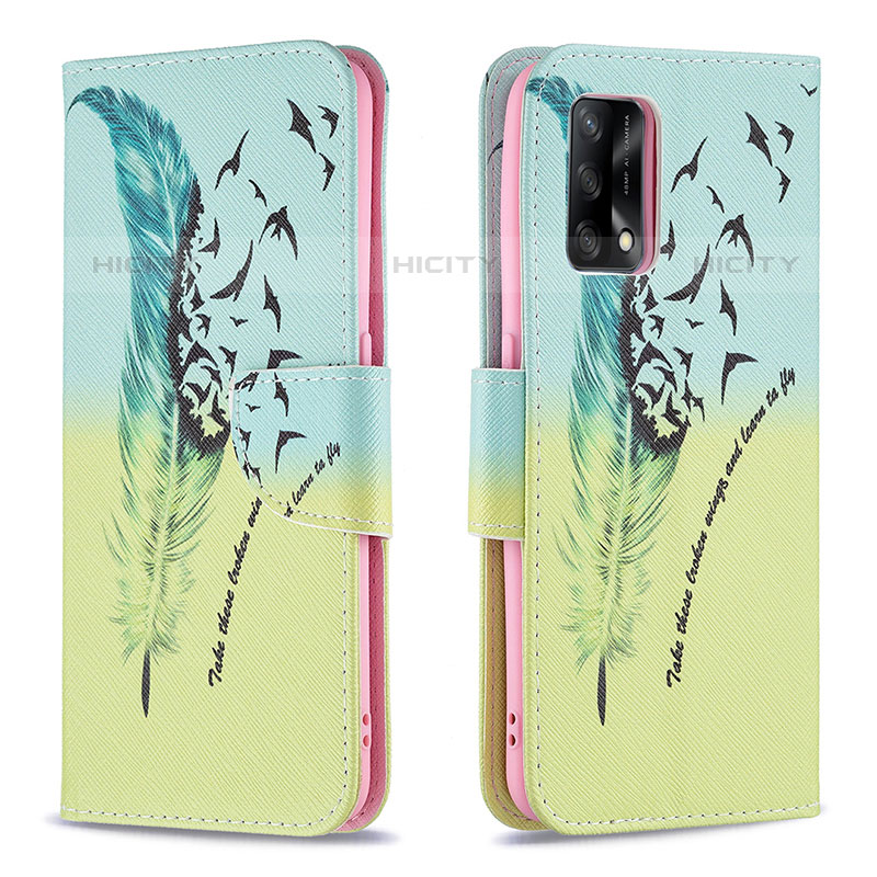 Coque Portefeuille Motif Fantaisie Livre Cuir Etui Clapet B01F pour Oppo A74 4G Pastel Vert Plus