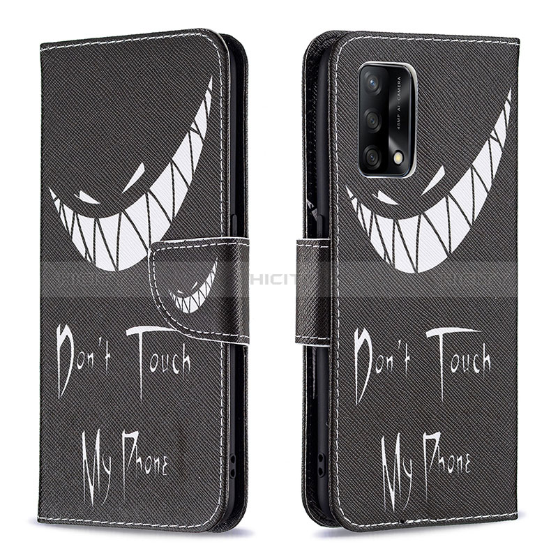 Coque Portefeuille Motif Fantaisie Livre Cuir Etui Clapet B01F pour Oppo A95 4G Noir Plus