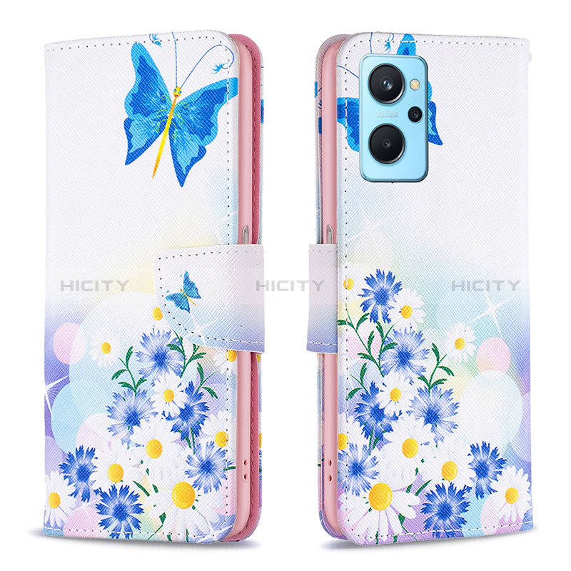 Coque Portefeuille Motif Fantaisie Livre Cuir Etui Clapet B01F pour Oppo A96 4G Bleu Plus