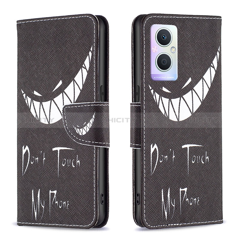 Coque Portefeuille Motif Fantaisie Livre Cuir Etui Clapet B01F pour Oppo A96 5G Noir Plus