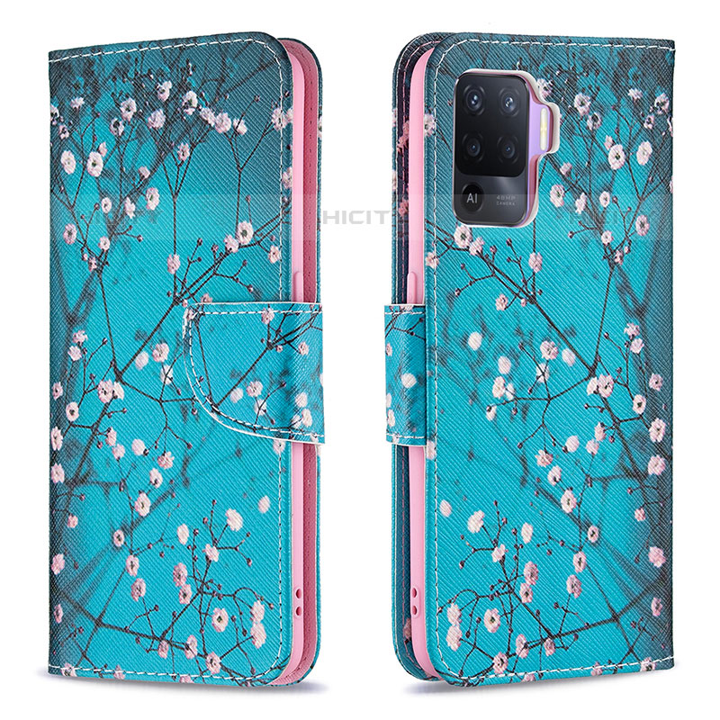 Coque Portefeuille Motif Fantaisie Livre Cuir Etui Clapet B01F pour Oppo F19 Pro Cyan Plus