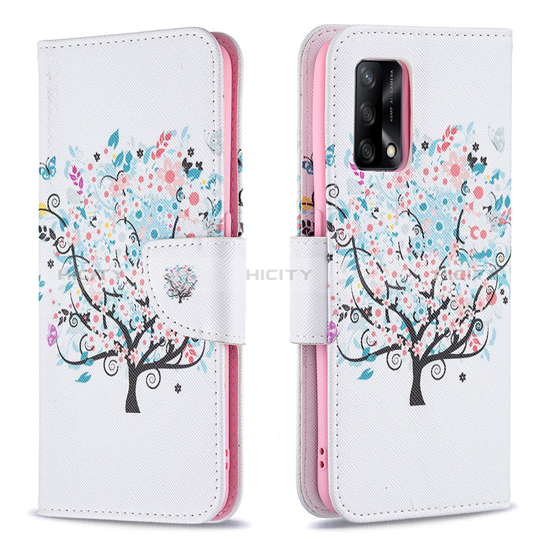 Coque Portefeuille Motif Fantaisie Livre Cuir Etui Clapet B01F pour Oppo F19s Blanc Plus