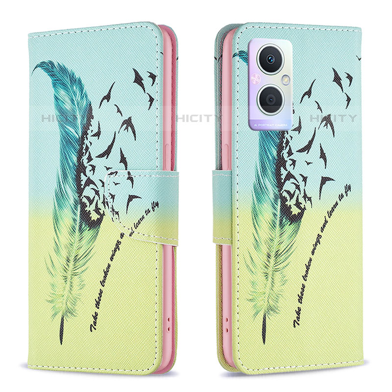 Coque Portefeuille Motif Fantaisie Livre Cuir Etui Clapet B01F pour Oppo F21 Pro 5G Pastel Vert Plus