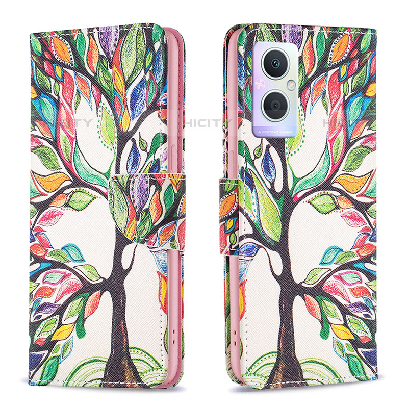 Coque Portefeuille Motif Fantaisie Livre Cuir Etui Clapet B01F pour Oppo F21s Pro 5G Vert Plus