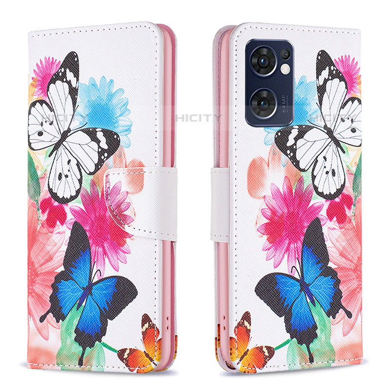 Coque Portefeuille Motif Fantaisie Livre Cuir Etui Clapet B01F pour Oppo Reno7 5G Colorful Plus