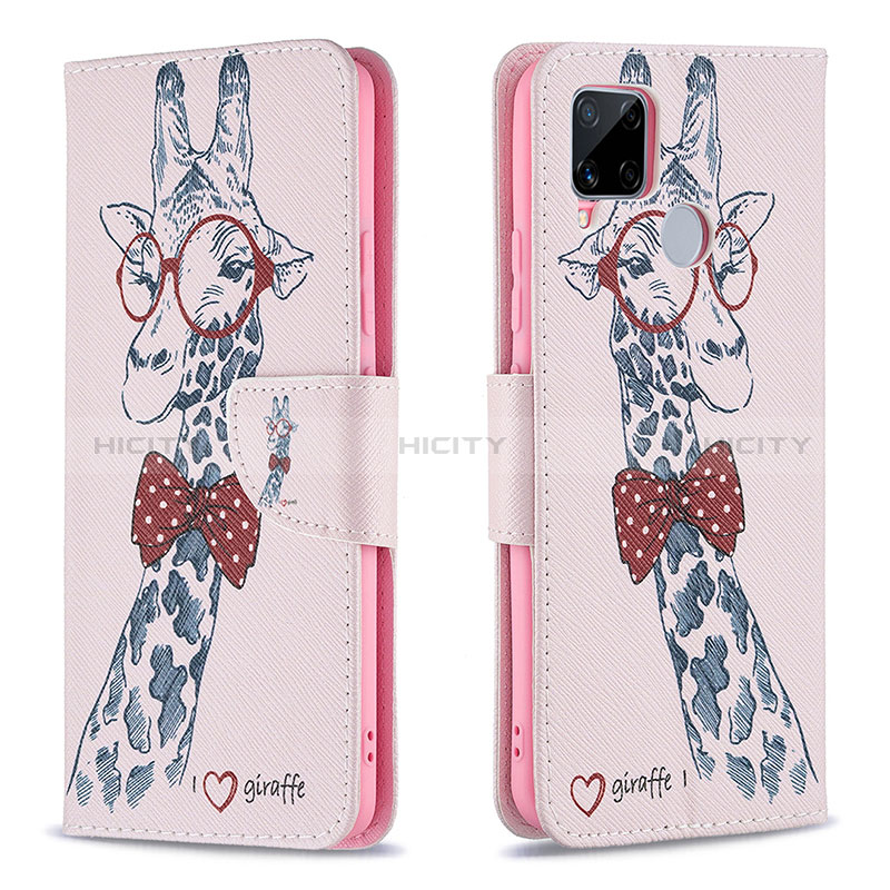 Coque Portefeuille Motif Fantaisie Livre Cuir Etui Clapet B01F pour Realme 7i RMX2193 Rose Plus