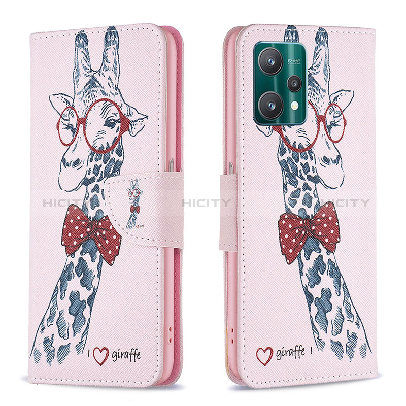 Coque Portefeuille Motif Fantaisie Livre Cuir Etui Clapet B01F pour Realme 9 Pro 5G Rose Plus