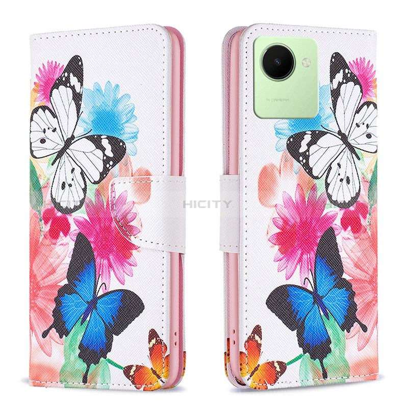 Coque Portefeuille Motif Fantaisie Livre Cuir Etui Clapet B01F pour Realme C30 Plus