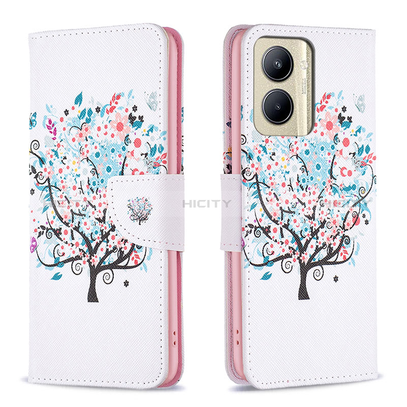 Coque Portefeuille Motif Fantaisie Livre Cuir Etui Clapet B01F pour Realme C33 (2023) Blanc Plus