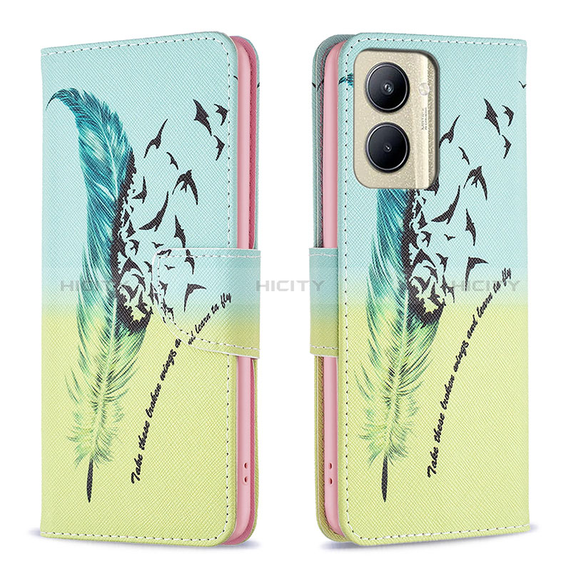 Coque Portefeuille Motif Fantaisie Livre Cuir Etui Clapet B01F pour Realme C33 Pastel Vert Plus