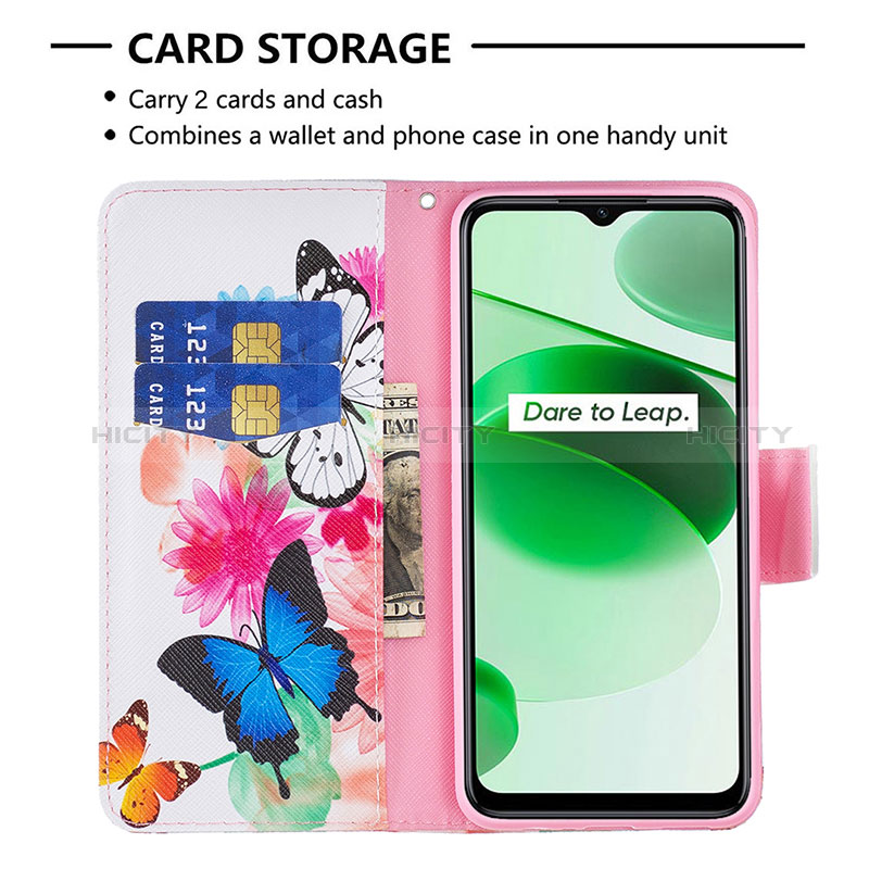 Coque Portefeuille Motif Fantaisie Livre Cuir Etui Clapet B01F pour Realme C35 Plus