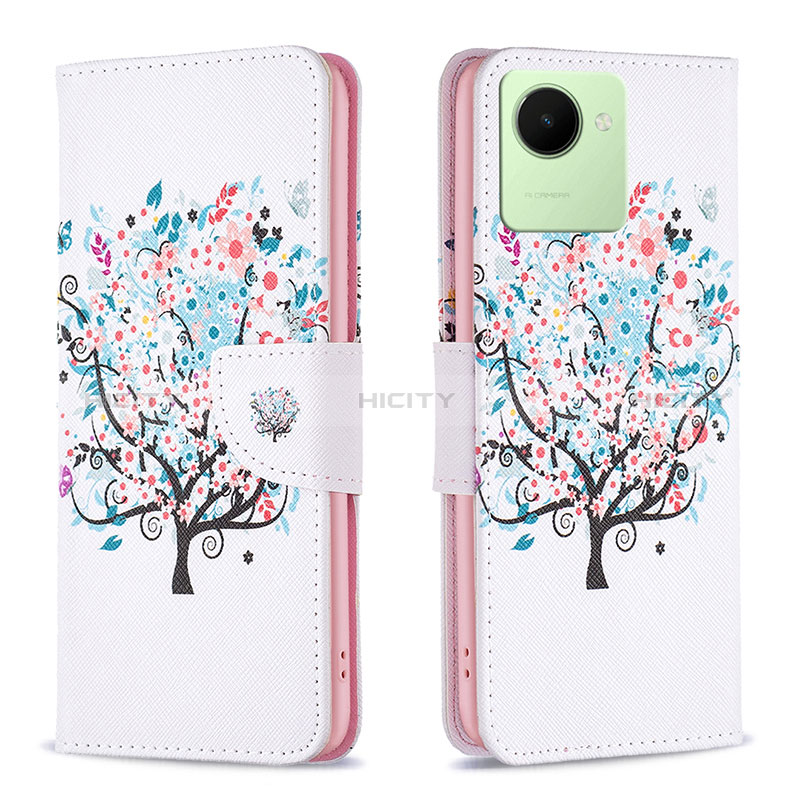 Coque Portefeuille Motif Fantaisie Livre Cuir Etui Clapet B01F pour Realme Narzo 50i Prime Blanc Plus