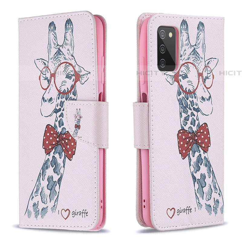 Coque Portefeuille Motif Fantaisie Livre Cuir Etui Clapet B01F pour Samsung Galaxy A03s Rose Plus