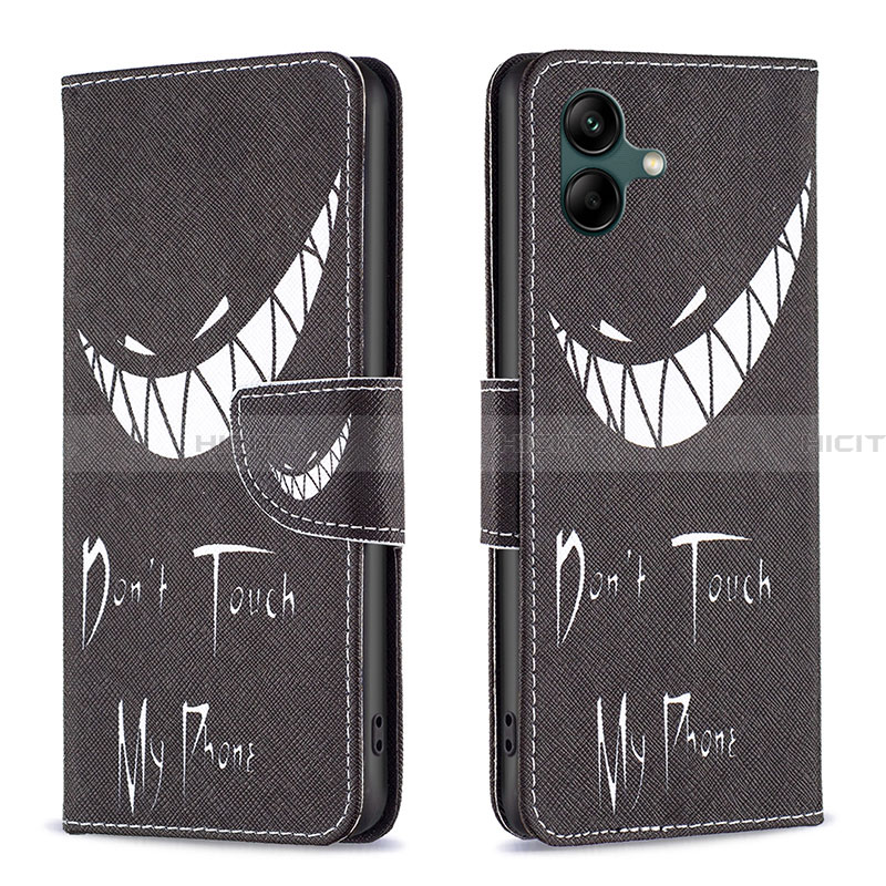 Coque Portefeuille Motif Fantaisie Livre Cuir Etui Clapet B01F pour Samsung Galaxy A04 4G Noir Plus