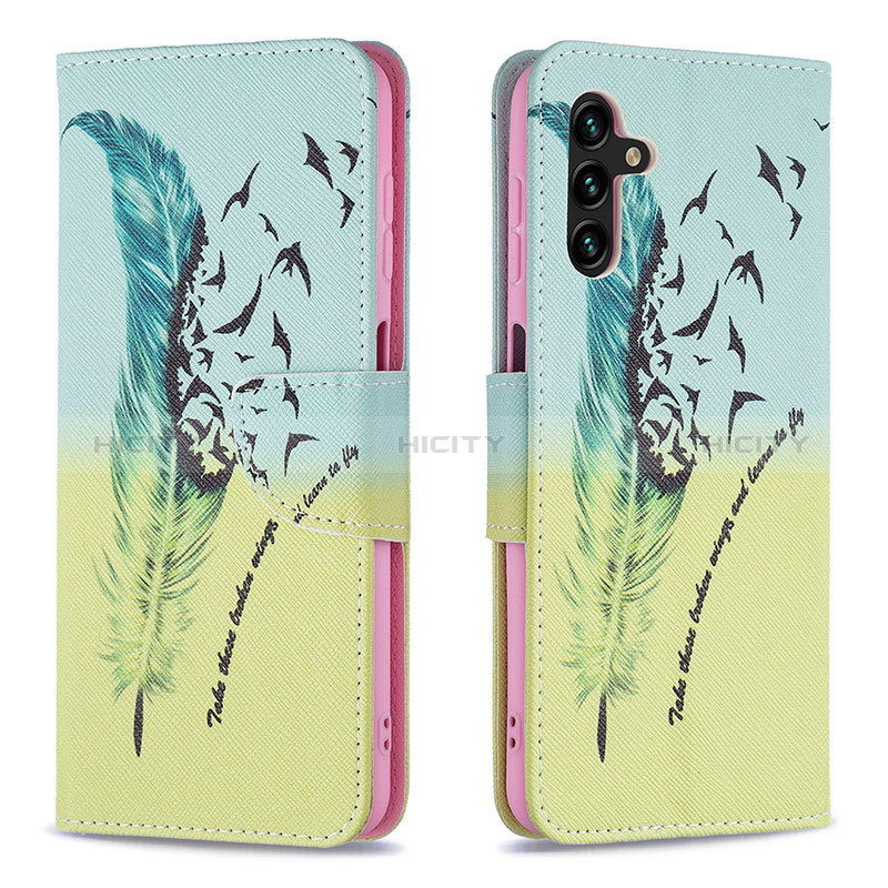 Coque Portefeuille Motif Fantaisie Livre Cuir Etui Clapet B01F pour Samsung Galaxy A04s Pastel Vert Plus