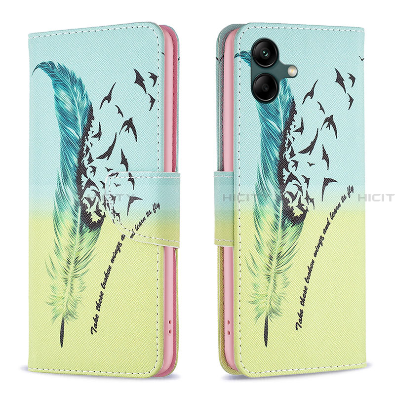 Coque Portefeuille Motif Fantaisie Livre Cuir Etui Clapet B01F pour Samsung Galaxy A05 Pastel Vert Plus