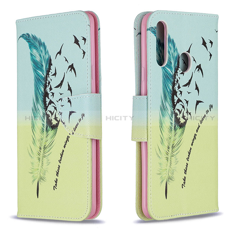 Coque Portefeuille Motif Fantaisie Livre Cuir Etui Clapet B01F pour Samsung Galaxy A20s Pastel Vert Plus