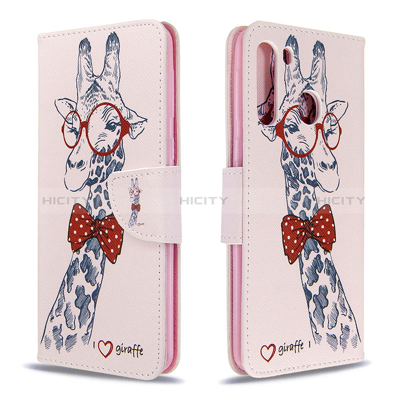 Coque Portefeuille Motif Fantaisie Livre Cuir Etui Clapet B01F pour Samsung Galaxy A21 Rose Plus