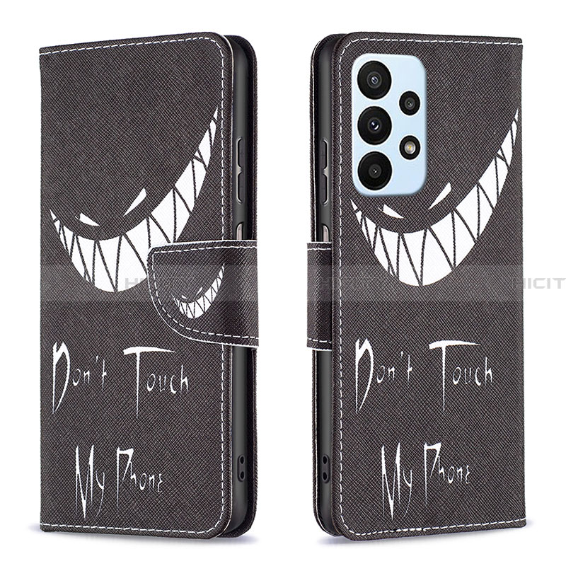 Coque Portefeuille Motif Fantaisie Livre Cuir Etui Clapet B01F pour Samsung Galaxy A23 4G Noir Plus