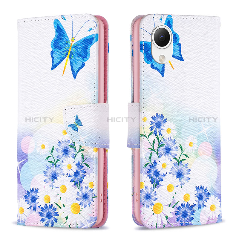 Coque Portefeuille Motif Fantaisie Livre Cuir Etui Clapet B01F pour Samsung Galaxy A23e 5G Bleu Plus