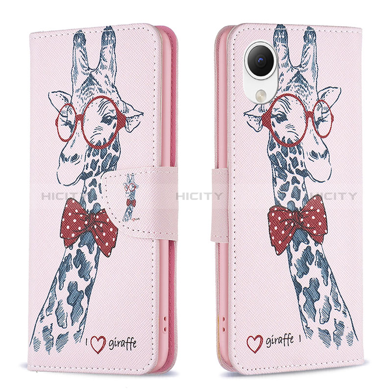 Coque Portefeuille Motif Fantaisie Livre Cuir Etui Clapet B01F pour Samsung Galaxy A23e 5G Rose Plus