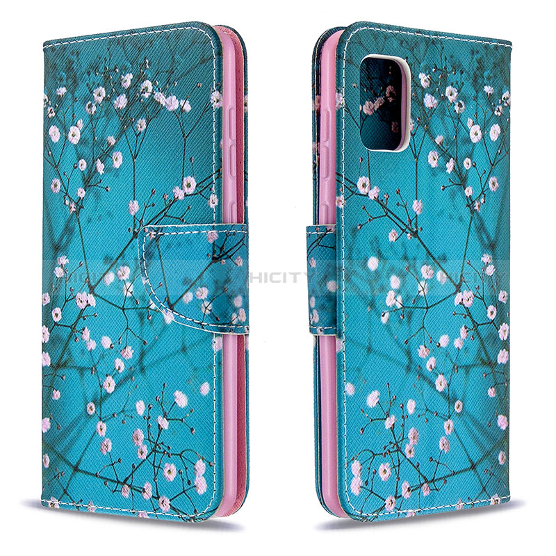 Coque Portefeuille Motif Fantaisie Livre Cuir Etui Clapet B01F pour Samsung Galaxy A31 Cyan Plus