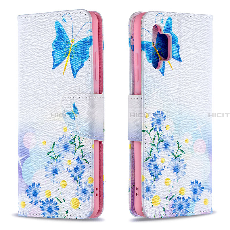 Coque Portefeuille Motif Fantaisie Livre Cuir Etui Clapet B01F pour Samsung Galaxy A32 4G Bleu Plus