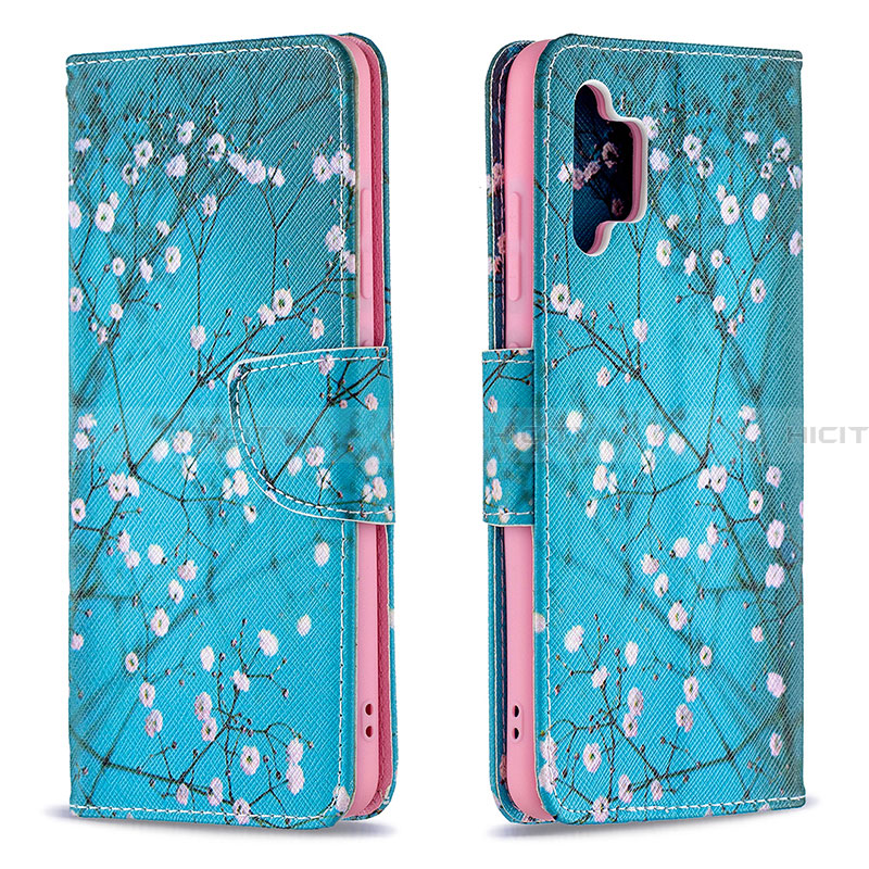 Coque Portefeuille Motif Fantaisie Livre Cuir Etui Clapet B01F pour Samsung Galaxy A32 4G Cyan Plus