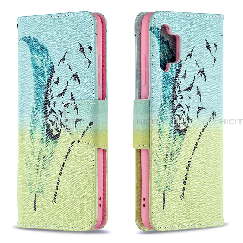 Coque Portefeuille Motif Fantaisie Livre Cuir Etui Clapet B01F pour Samsung Galaxy A32 4G Pastel Vert Plus