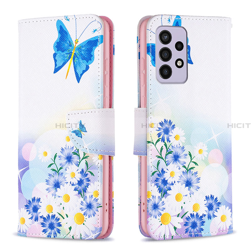 Coque Portefeuille Motif Fantaisie Livre Cuir Etui Clapet B01F pour Samsung Galaxy A33 5G Bleu Plus