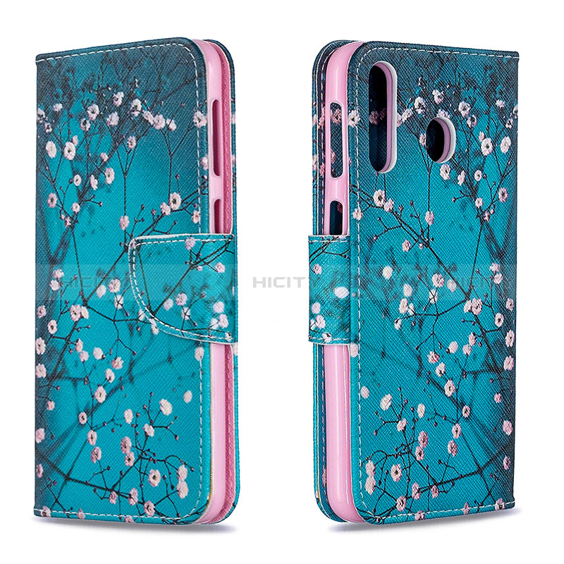 Coque Portefeuille Motif Fantaisie Livre Cuir Etui Clapet B01F pour Samsung Galaxy A40s Cyan Plus