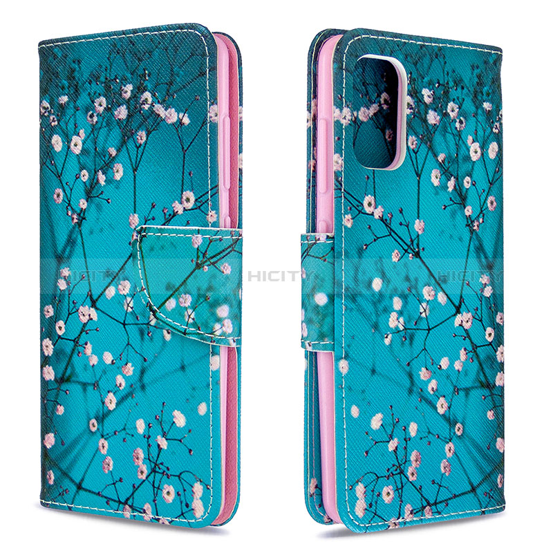 Coque Portefeuille Motif Fantaisie Livre Cuir Etui Clapet B01F pour Samsung Galaxy A41 Cyan Plus