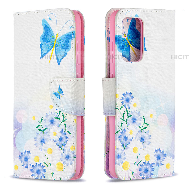 Coque Portefeuille Motif Fantaisie Livre Cuir Etui Clapet B01F pour Samsung Galaxy A52 4G Bleu Plus