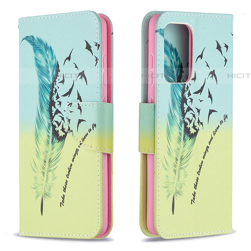 Coque Portefeuille Motif Fantaisie Livre Cuir Etui Clapet B01F pour Samsung Galaxy A52 5G Pastel Vert Plus