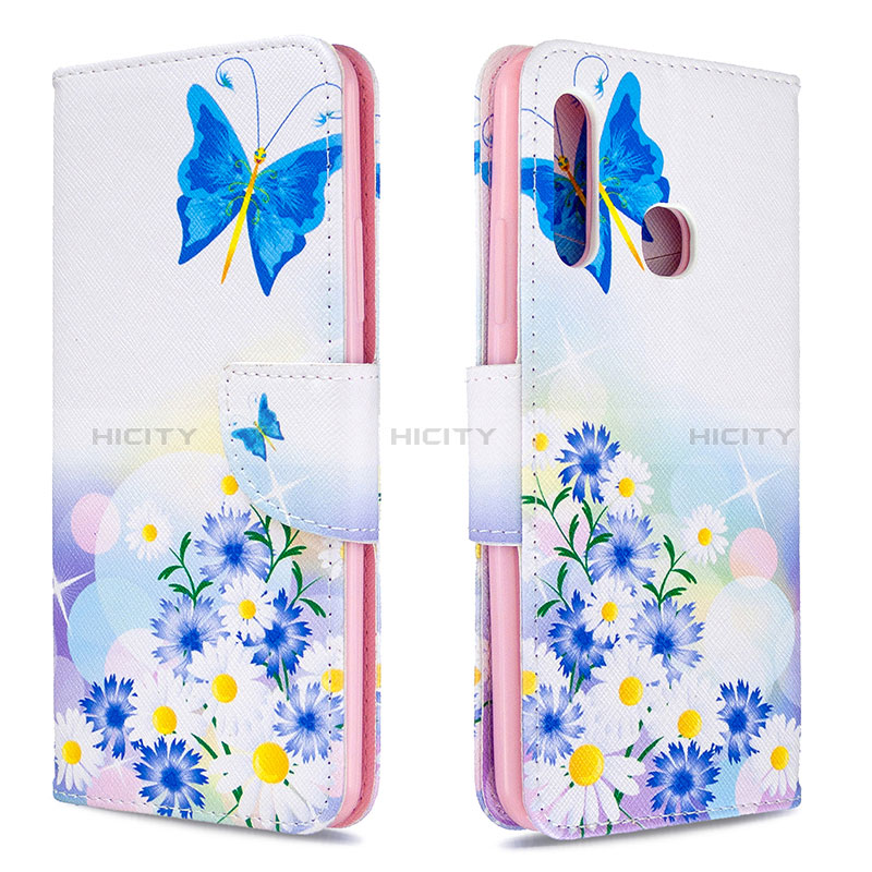 Coque Portefeuille Motif Fantaisie Livre Cuir Etui Clapet B01F pour Samsung Galaxy A70E Bleu Plus