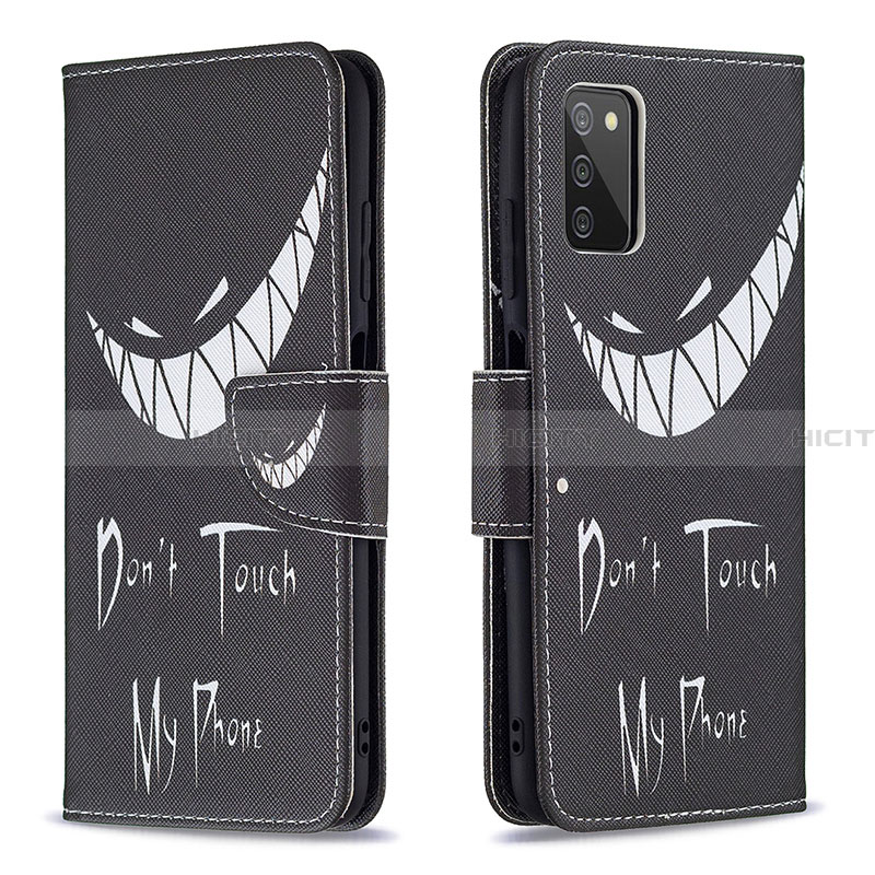 Coque Portefeuille Motif Fantaisie Livre Cuir Etui Clapet B01F pour Samsung Galaxy F02S SM-E025F Noir Plus