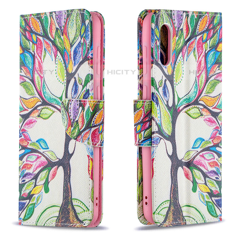 Coque Portefeuille Motif Fantaisie Livre Cuir Etui Clapet B01F pour Samsung Galaxy M02 Vert Plus