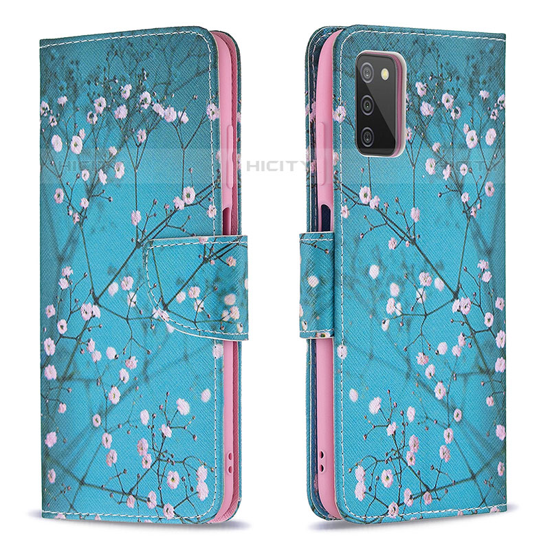 Coque Portefeuille Motif Fantaisie Livre Cuir Etui Clapet B01F pour Samsung Galaxy M02s Cyan Plus