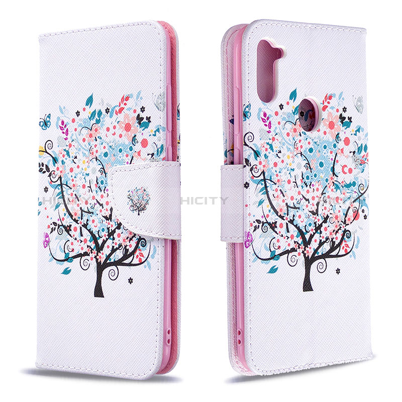 Coque Portefeuille Motif Fantaisie Livre Cuir Etui Clapet B01F pour Samsung Galaxy M11 Blanc Plus