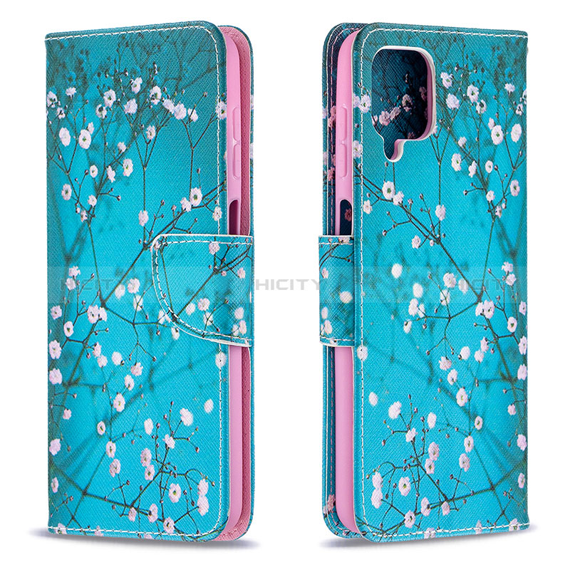 Coque Portefeuille Motif Fantaisie Livre Cuir Etui Clapet B01F pour Samsung Galaxy M12 Cyan Plus