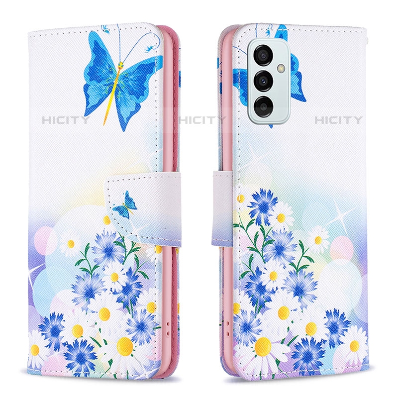 Coque Portefeuille Motif Fantaisie Livre Cuir Etui Clapet B01F pour Samsung Galaxy M23 5G Bleu Plus