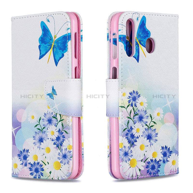 Coque Portefeuille Motif Fantaisie Livre Cuir Etui Clapet B01F pour Samsung Galaxy M30 Bleu Plus